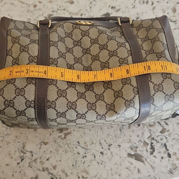 Gucci Sherry Line Brown Monogram Canvas Boston Bag With A Vintage, Rare Charm - Picture 12 of 13